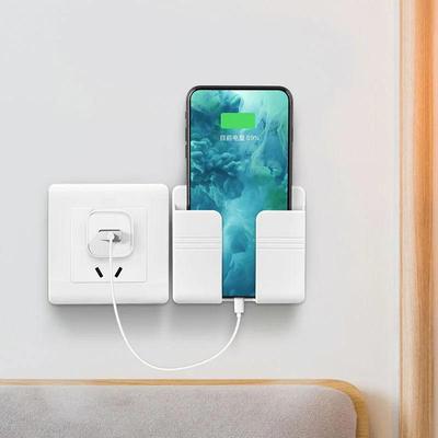 Wall Mounted Multifunction Storage Box for Remote Control, Mobile Phone and Plug Charging Stand