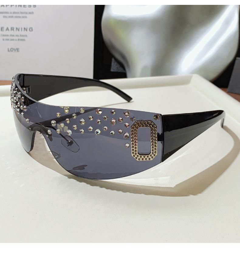 Y2K Rhinestone-Encrusted Large-Frame Sunglasses for Women