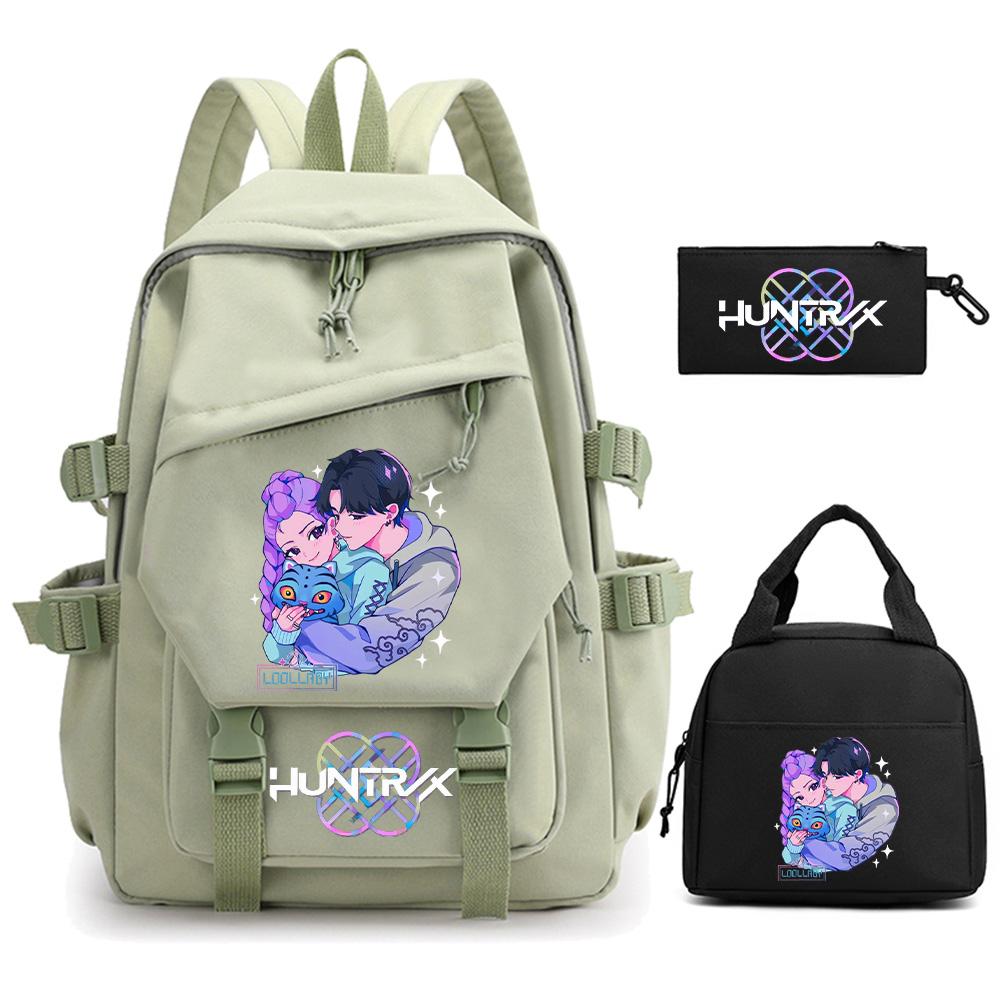3-teiliges Anime-Kpop-Dämonenjäger-Rucksack-Set für Teenager (Jungen und Mädchen), große Kapazität, wasserdicht, ideal für Schule, Freizeit und Reisen.