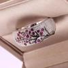 New Elegant Romantic Plum Branch Ring Zircon Multicolor Plant Rings  Jewelry Best GIft For Women Wedding Size 5 - 11