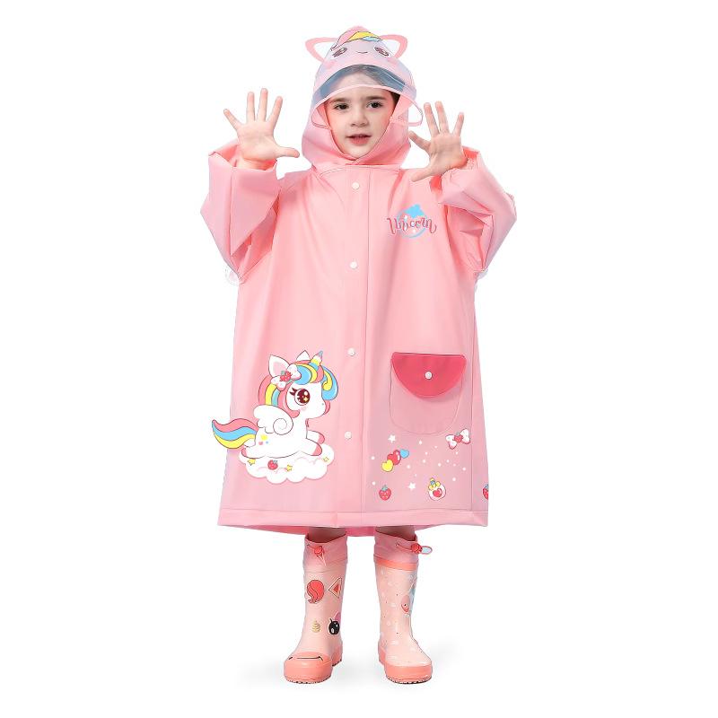 Kids' Cartoon Raincoat for Toddlers & Students - Waterproof Rain Cape with Seat Cover