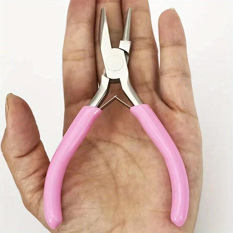 

Half circle concave pliers, wire winding pliers, mini precision pliers, jewelry pliers. Used for DIY jewelry making рожевий