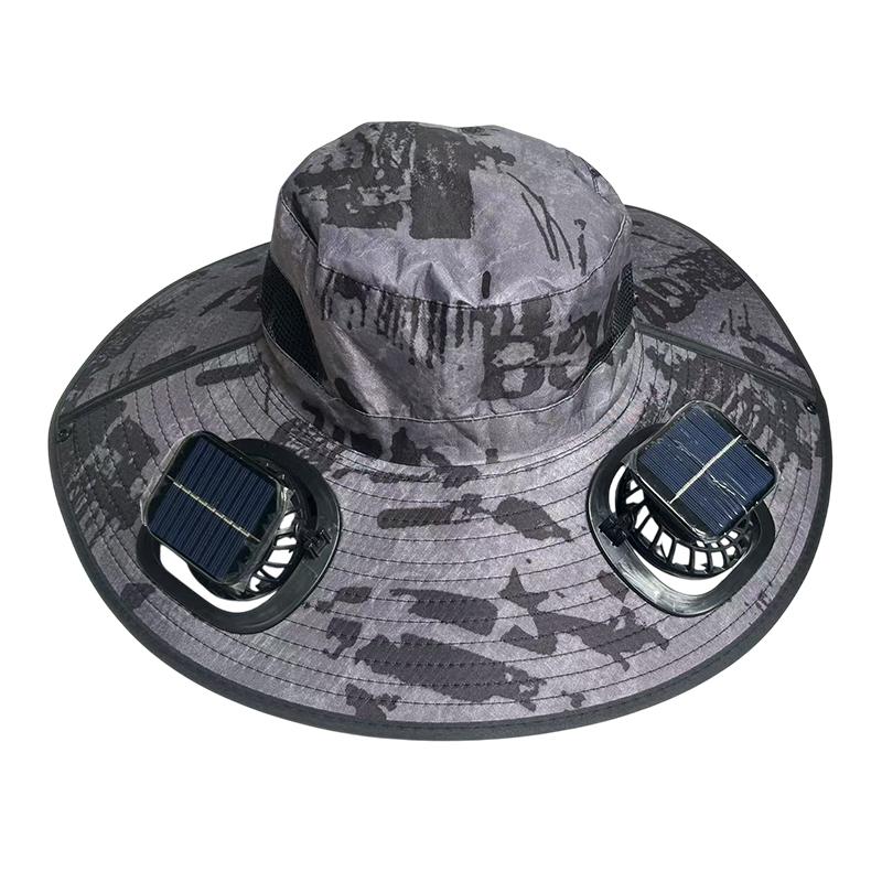Large Size Quick Dry Bucket Hat With Solar Powered Fan Usb Charging Sun Hat For Men Outdoor Hiking Camping Fishing Cooling Wear