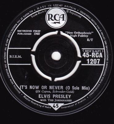 7-Zoll Schallplatte ELVIS PRESLEY, THE JORDANAIRES - It's Now Or Never (O Sole Mio) 45RCA1207 RCA 1960 UK Rock Gebraucht
