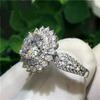 Exquisite Silver Color Wedding Rings for Women Luxury  Inlaid with White Zircon Stones Party Engagement Ring Jewelry