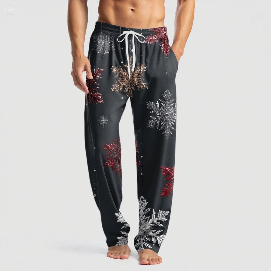 Herren Strickmode Print Tasche Freizeithose Schlafanzughose