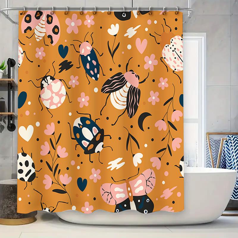 

Bright Flora Shower Curtain Modern Floral Design Bathroom Decor For Kids Girls Bedroom Home Decoration Waterproof Fabric Curtain W60H190(CM)-1 Pcs