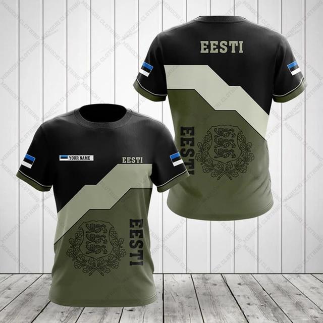 Estonia Flag Coat of Arms Graphic Tee Summer Casual Pullover Men's Fashion O-neck T-shirts Boys Oversized Short Sleeve Tops