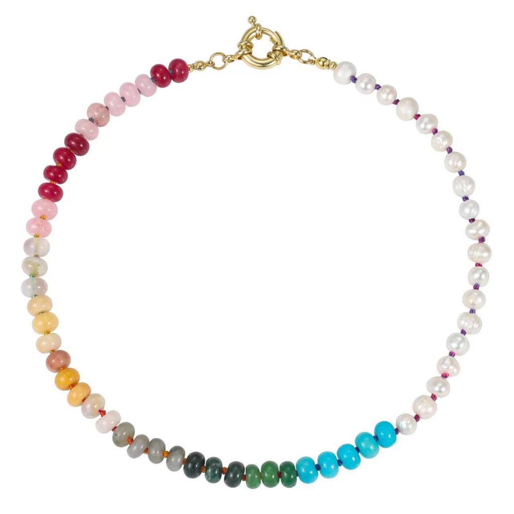 Handmade High-End Beaded Necklace: Versatile, No-Fade Natural Stone Design for Women