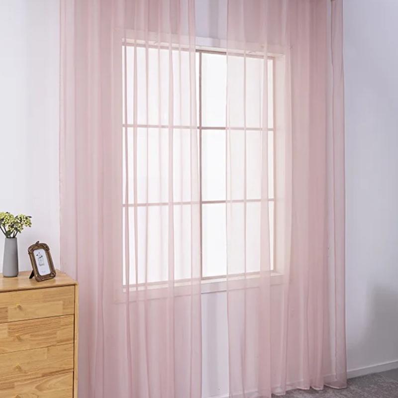 1pcs Beautiful Home Decoration Curtain Translucent Solid Color Gauze Curtains Gorgeous Hotel Living Room Decor Window Blind