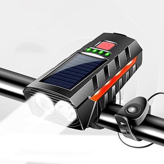 1 Set Bicycle Double Light Waterproof Loud Speakers High Brightness 3 Modes Light Illumination Dual Light Solar Charging Strong Light for Outdoor