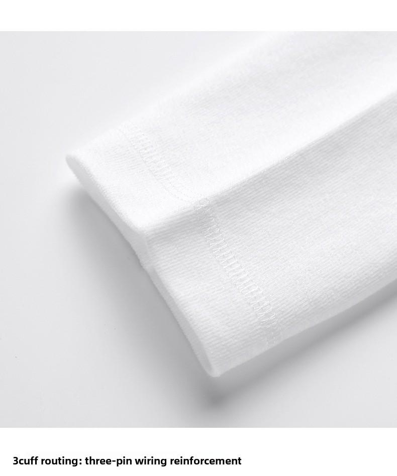 250g Heavyweight Pure Cotton Unisex Long-Sleeved T-Shirt, Solid White Round Neck, Women's Versatile Base Layer