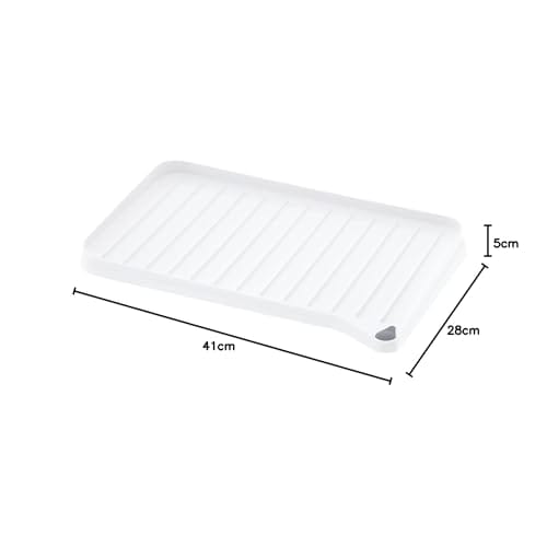 Richell Plastic Draining Tray, White, 41 x 28 x 5 cm, Shelly, Small, with Drainage Tray Stopcock, Reversible, Antibacterial