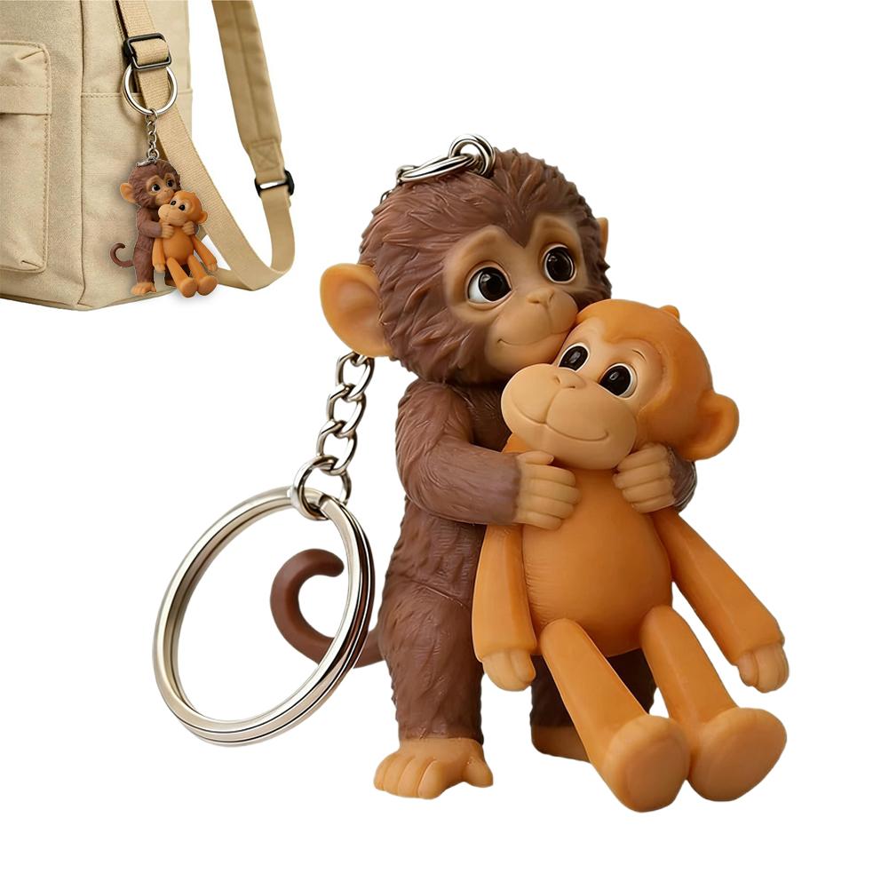 Protect Punch The Monkey Keychain 2D Acrylic Keyring For Backpacks & Car Keys Cute Monkey Holding Toy Decor