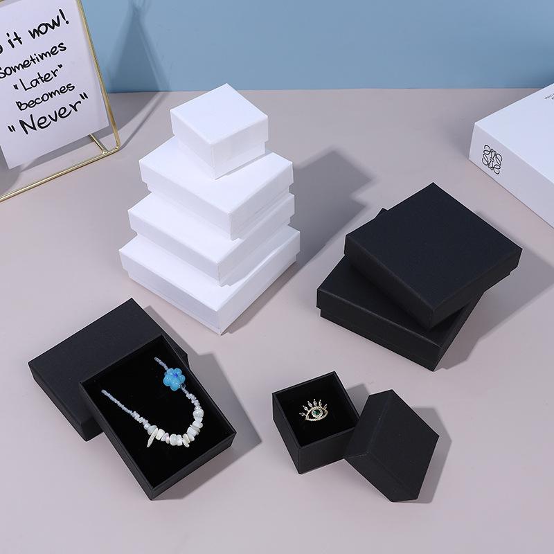 5pcs Paper Jewelry Box For Ring Earrings Pendant 9x9x3cm Display Packaging Wedding Birthday Party Gifts Organizer Holder Boxes