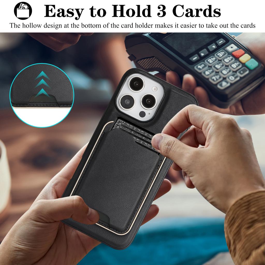 For iPhone 13 Pro Max Case Compatible with MagSafe Ultra Thin Card Holder PU Leather Coated TPU Cover