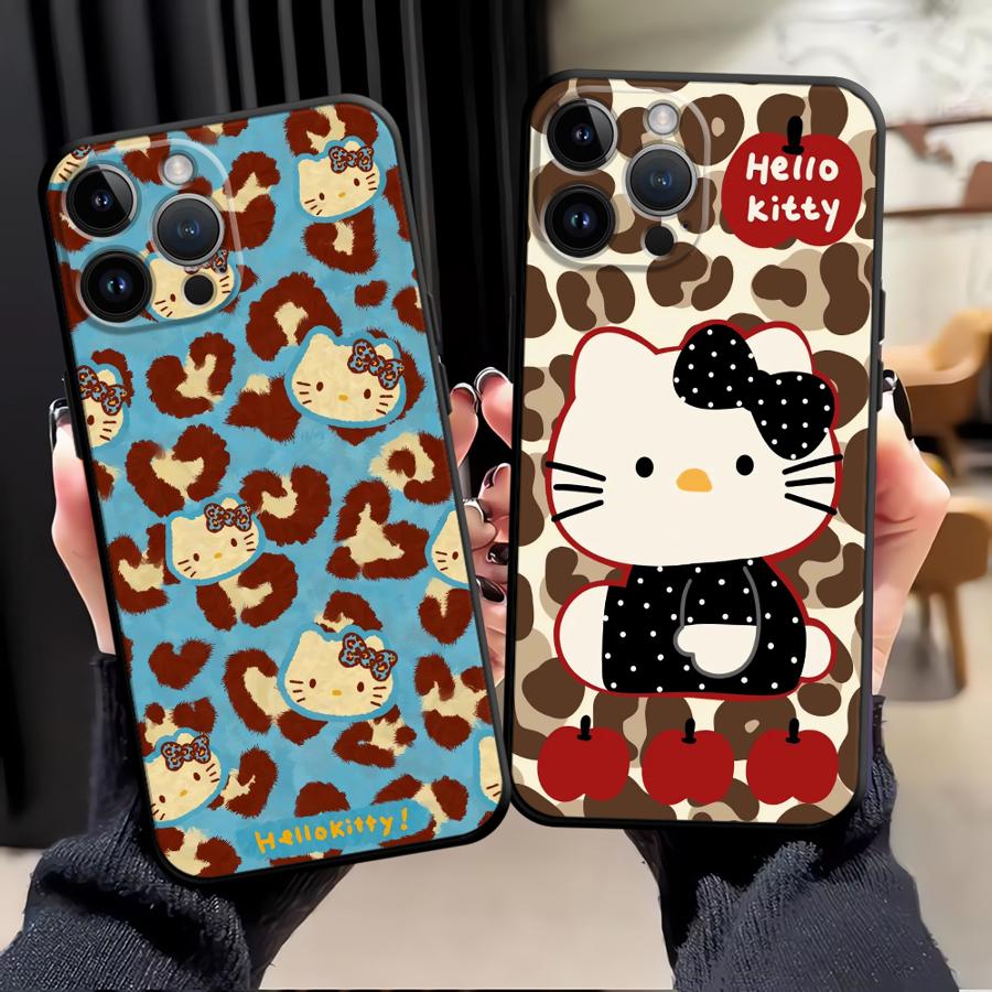 Case for iPhone 17Air XR XS Max 13 12 11 17 Pro Max 15 16 14 Plus 7 8 Black Soft Phone Cover Sanrio Hello Kitty
