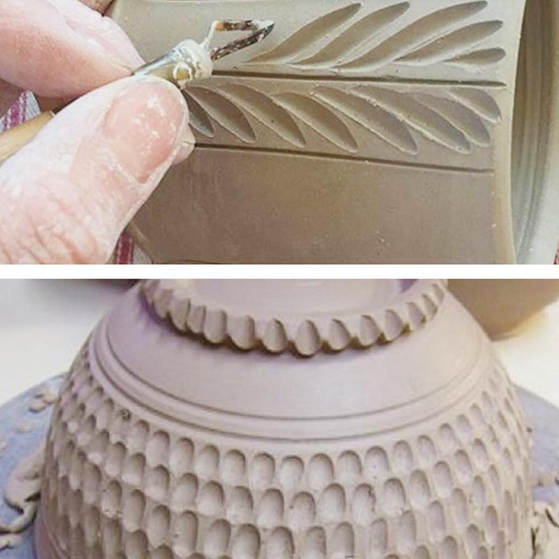 10 Pieces of Stainless Steel Pottery Repairing Scraper Wooden Handle Single-headed Clay Carving and Shaping Props