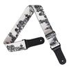 Leder Schultergurt Schwarz Weiß Bedruckt Verstellbare Länge Langlebig für Bass Folk Gitarre