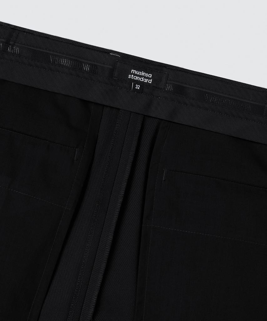 Musinsa Standard Whipcord One-Pleat Wide Hidden Banding Slacks [Black]