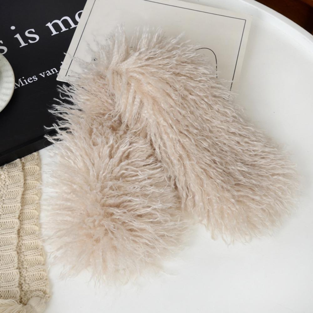 Solid Color Plush Scarf Versatile Neck Protection Scarf Cozy Imitation Wool Scarf For Women