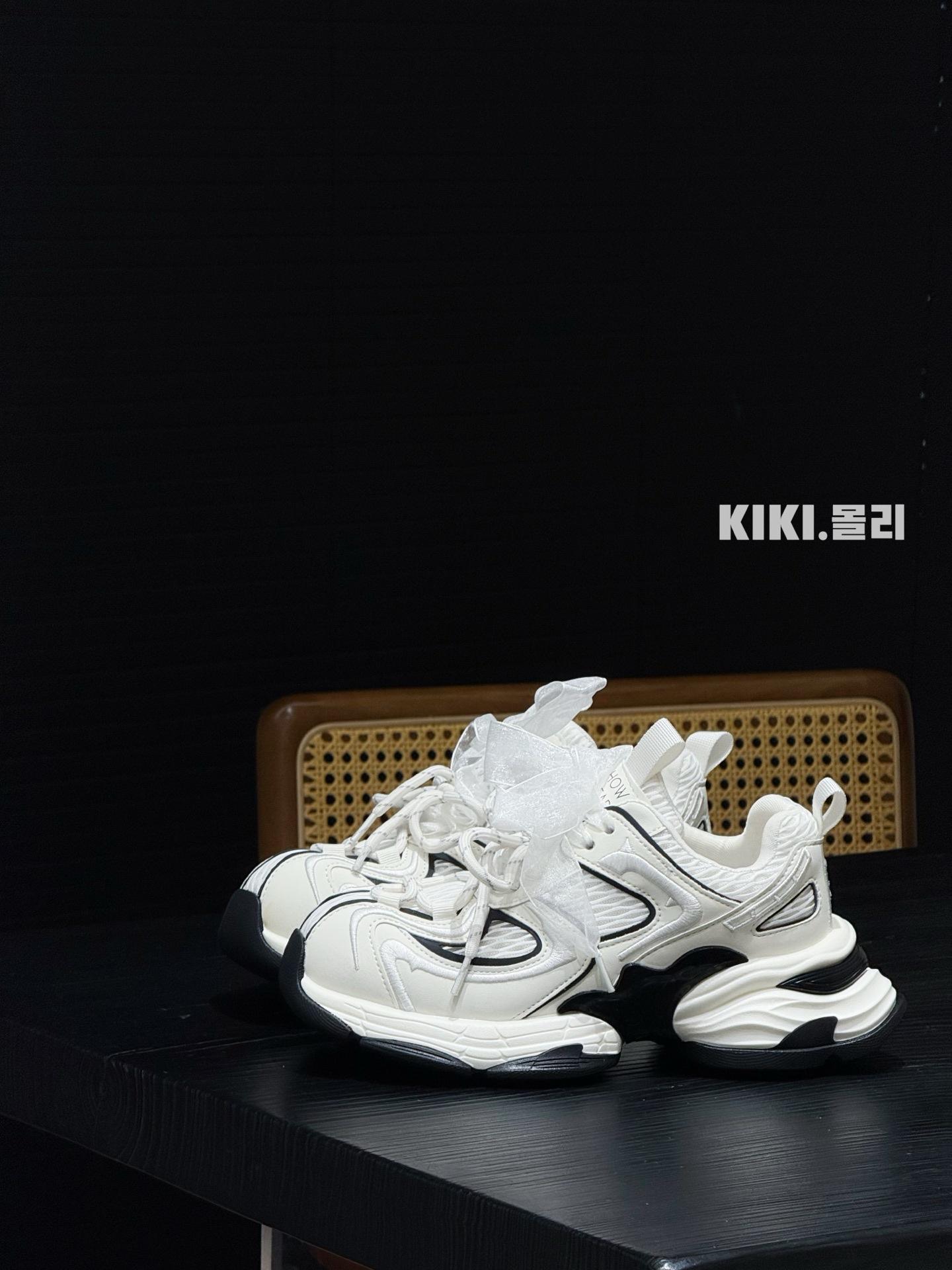 

European Station thick-soled height increase versatile women s models 2025 summer new mesh breathable casual soft-soled sports dad shoes 35