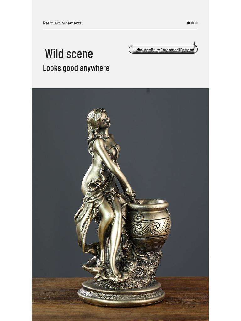 Goddess Resin Craft: European Retro Desktop Decoration, Copper Imitation Ornament