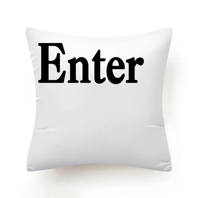 Keyboard Jeanette Alt Del Ctrl Letter Pattern Hug Cushion Cover Black and White Home Decor Home Car Comfort Cushion Cover    ...