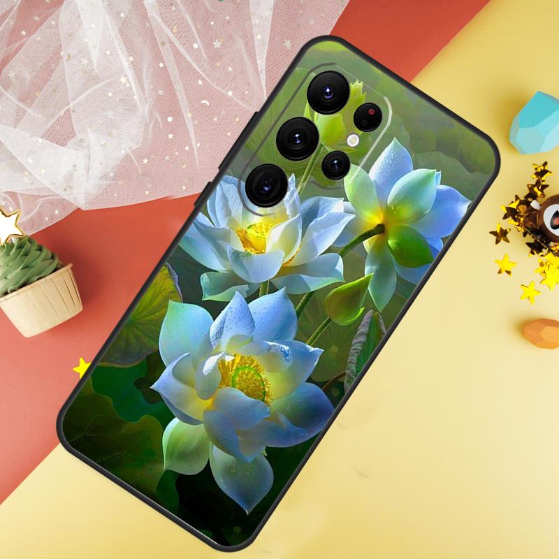 

Flower Lotus Phone Case For Samsung Galaxy S25 S26 Ultra S21 S20 S22 S23 Ultra S10 Plus S24 FE Cover Coque Galaxy S21 Plus