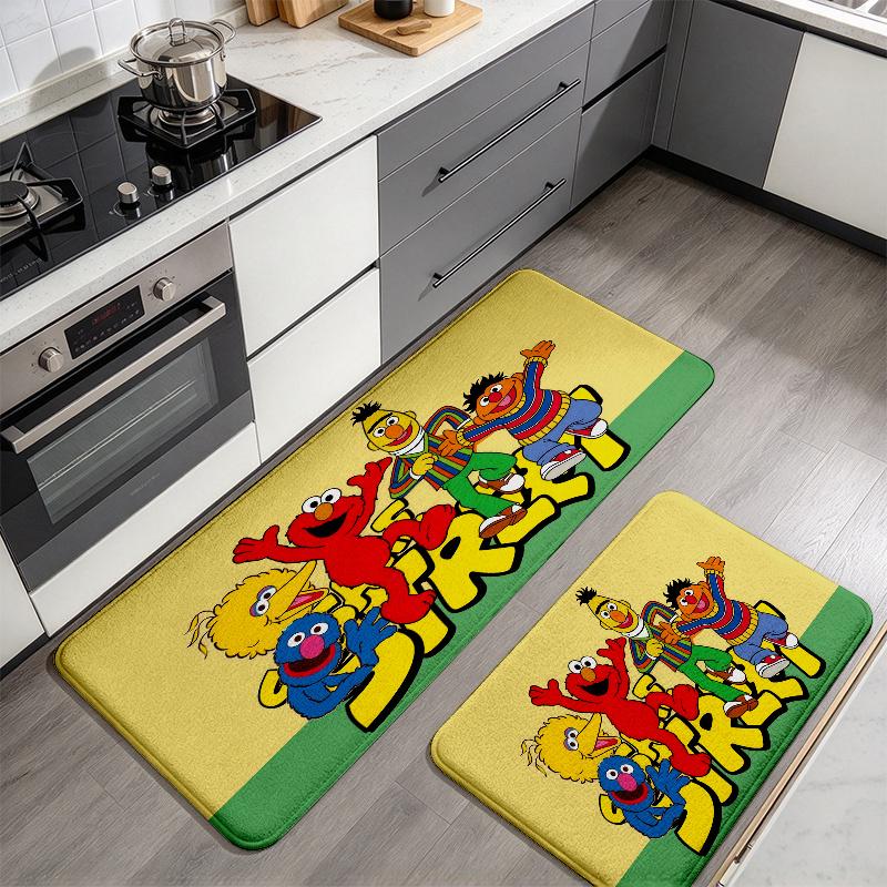 Sesame Street2 Flannel Kitchen Mat Christmas Soft Area Rug Non Slip Floor Carpet Home Decoration