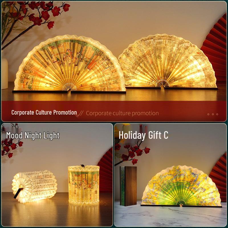 LED Fan Shaped Book Light: Creative Folding Desk Lamp & Night Light Gift