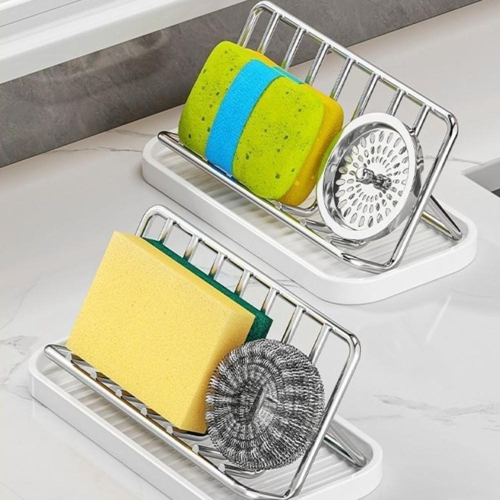 Non-slip Stainless Steel Soap Rack Space Saving with Drain Tray Bathroom Storage Rack Rustproof Ventilated Soap Storage Box