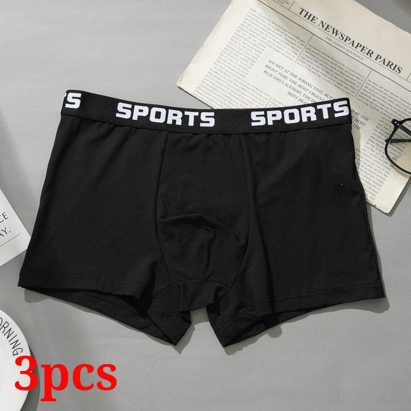 3 PCS Men's Cotton Seamless Boxer Solid Color Sport Underwear Soft Comfortable Shorts Underwear