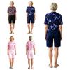 Combinaison Spéciale Personnes Âgées Imprimé Floral Manches Courtes Fermeture Éclair Dorsale Fermeture Éclair à l'Entrejambe Anti-déchirure Combinaison Adaptative pour Femmes Vêtement d'Intérieur