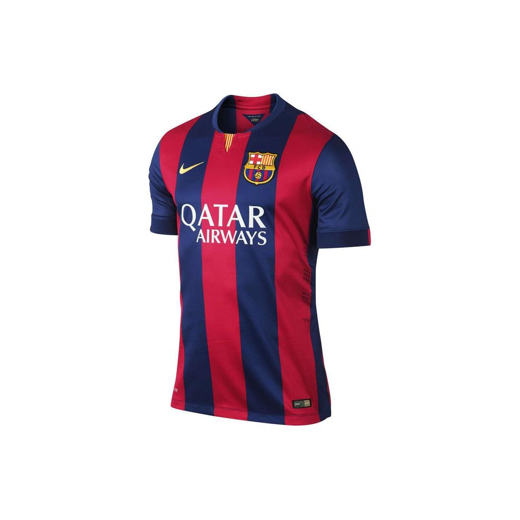 Nike Letter Logo Printed Round Neck Short Sleeve Football Shirt Fan Edition Barcelona 1415 Season Men Tops Red Blue 610594-422