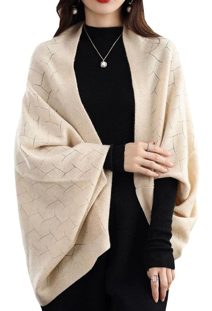 Knit long loose poncho poncho winter [NEKORA] cardigan, stole, shawl, haori, dolman, outerwear, women's, sleeve, top, a-line, a-line coat, cute,