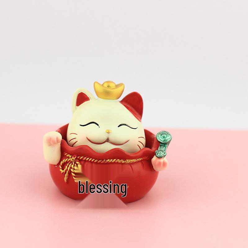 Lucky Cat Resin Craft - Cute Desktop Ornament & Home Decoration