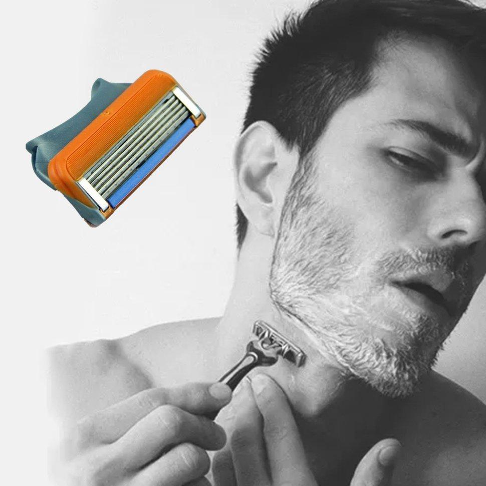 4Pcs/ Pack Razor Blade for Men Safety Face 5 Layer Stainless Shaving Cassette for Gillettee Melting Handle