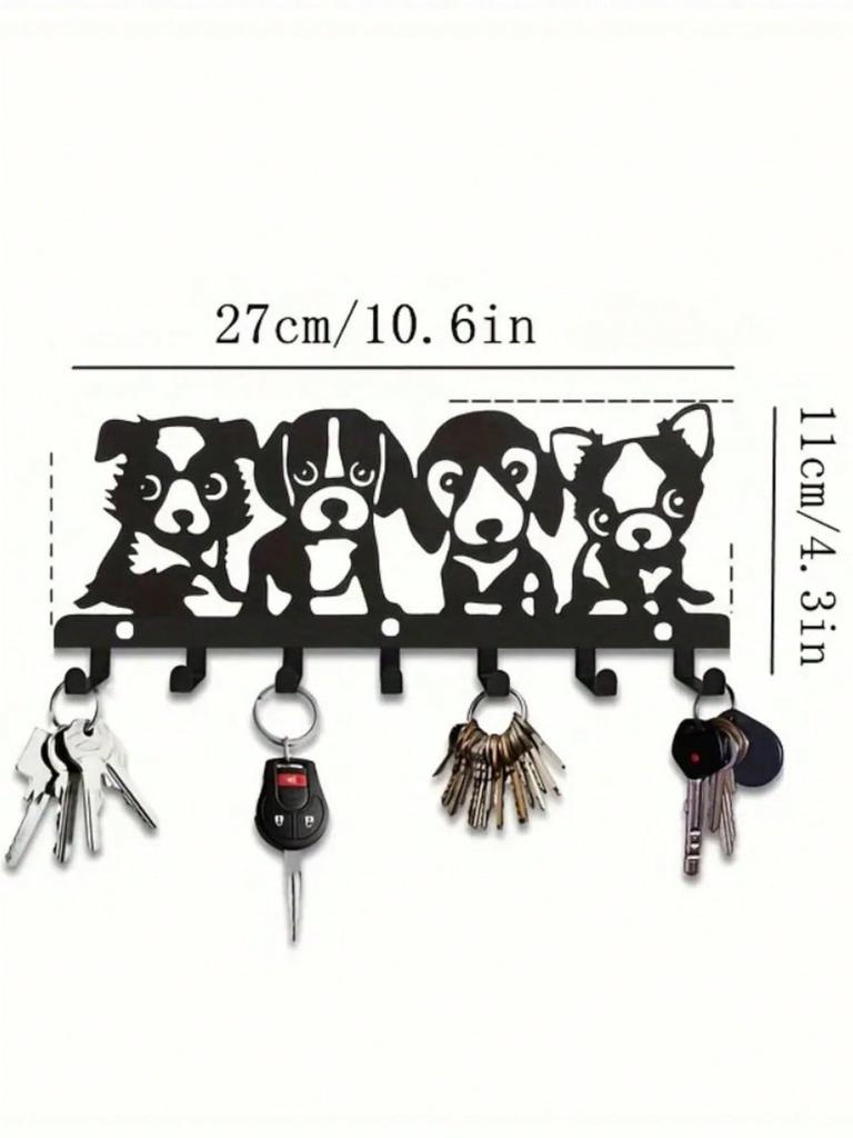 1-2pcs Black Iron Dog Wall Hook, Cute Animal Hanger for Home Decor, Keys & Towels, Dog Lover Gift