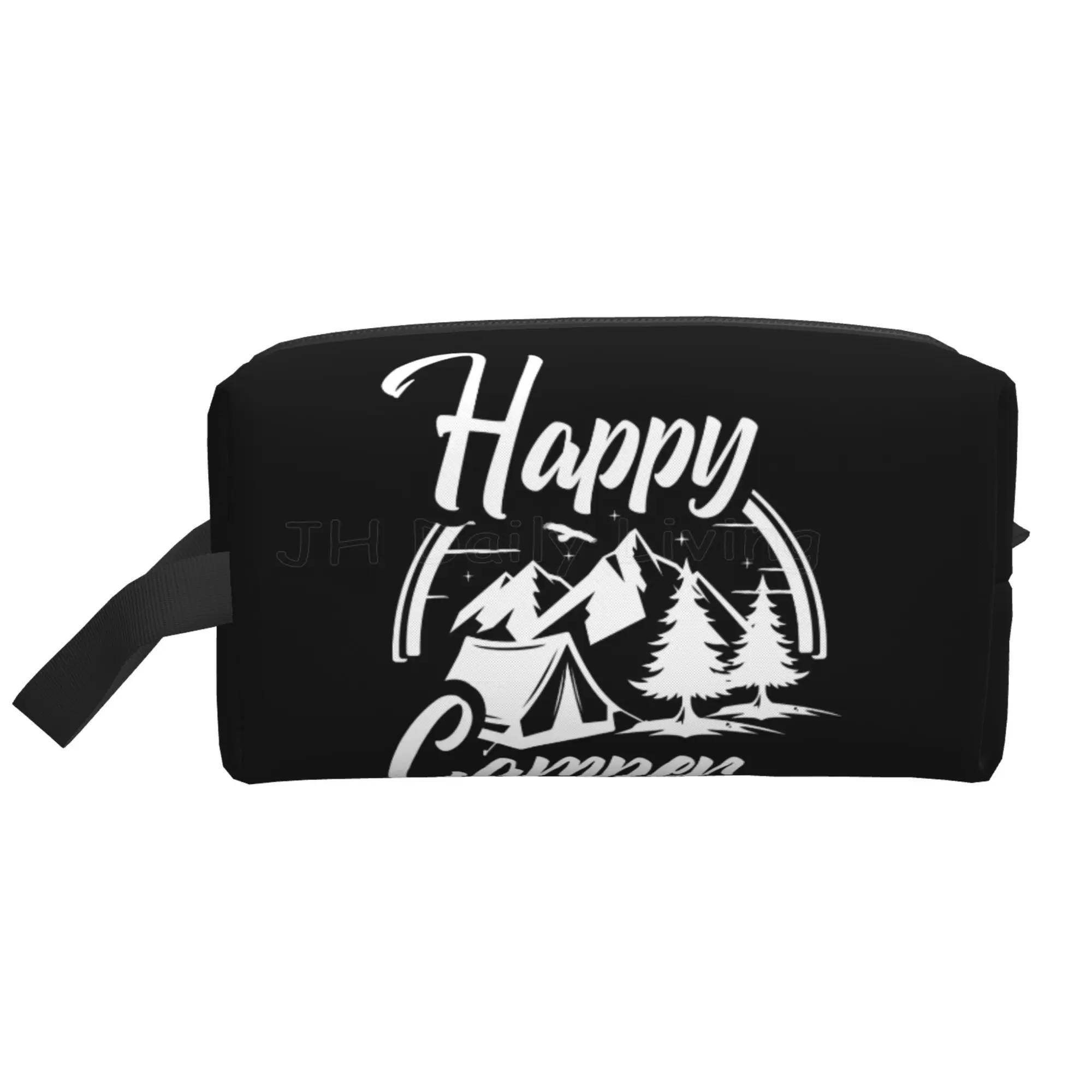

Дорожные сумки для хранения Happy Camper Print, косметичка Camp Life, водонепроницаемая косметичка, портативная косметичка большой емкости 25.5x16x12.5CM