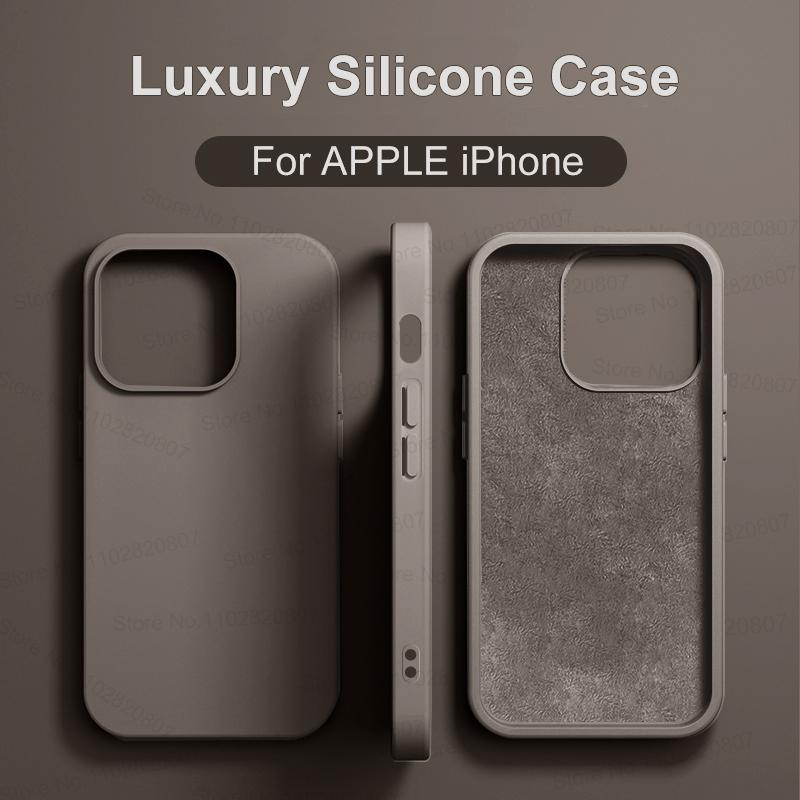 Luxury Shockproof Case For 11 12 13 14 15 16 17 Pro Max 17 Air Plus Liquid Silicone Cases Cover Phone Accessories