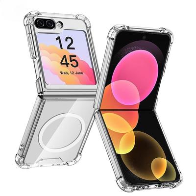 Luxury Transparent Airbag Magsafe Case for Samsung Z Flip 6 5 Acrylic TPU Magnetic Armor Cover for Samsung Galaxy Z Flip 6 Fundas