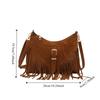 Solid Color Tassel Shoulder Bag Buckle Underarm Packs Sweet Suede Handbag  Travel