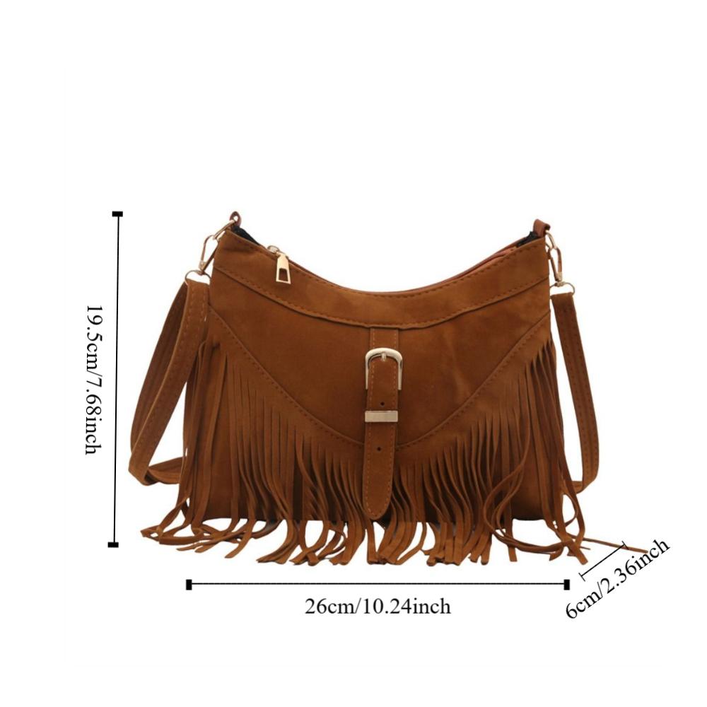 Buckle Suede Handbag Korean Style Underarm Packs Fashion Tassel Shoulder Bag  Girls