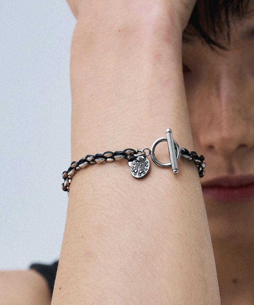 Scalettoblack Rsm028 Half Combi Round Chain Braclet