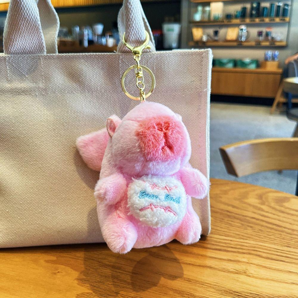 

Fluffy Capybara Pull-out Keychain Tennis Ball Capybara Pull-out Doll Pendant Christmas Gift розовый