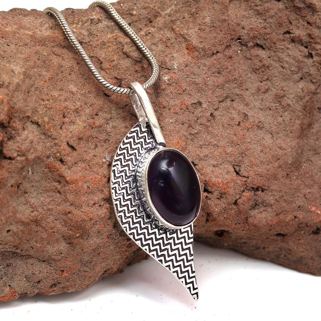 Set Amethyst Pendant Earrings Silver  Earring Necklace Gifted Silver
