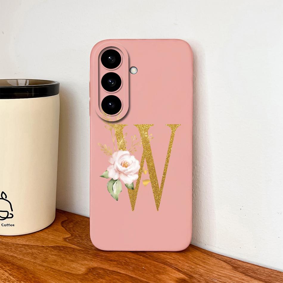 Flower Letter Phone Cover For Samsung S26 Ultra Case For Samsung S26 Plus Back Cover Soft Liquid Silicone Fundas For Galaxy S 26