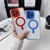 For iPhone 16 Pro Magnetic Case Clear Colorful Frame TPU+PC Phone Back Cover with Lens Film