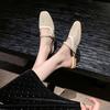 Women Dress Shoes Women's Square Toe Hollow Out Sandals Woman Slipper Designer Flat Elegant Shoe  Inner Layer 2025